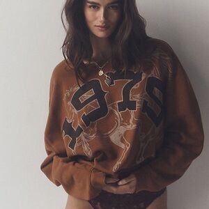 Pilcro Brown Graphic Sweatshirt